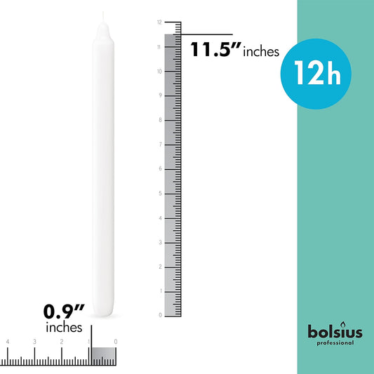 BOLSIUS White Candlesticks Bulk Pack 50 Count - Unscented Dripless 11.5 Inch Household & Dinner Candle Set - 12+ Burn Hours - Premium European Quality - Consistent Smokeless Flame - 100% Cotton Wick