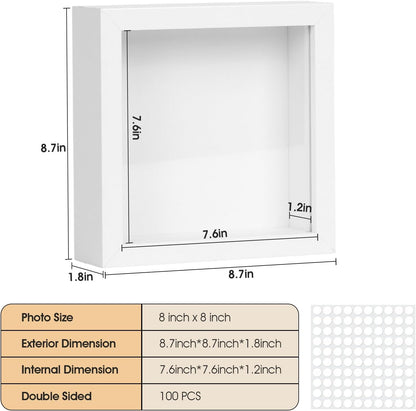6 Pcs Shadow Box Frame - 5x5 Square Frame Display Case for Sports Memorabilia & Wedding Keepsakes - Wall Mountable Display Box for Medals, Photos, Dried Flowers (Black)