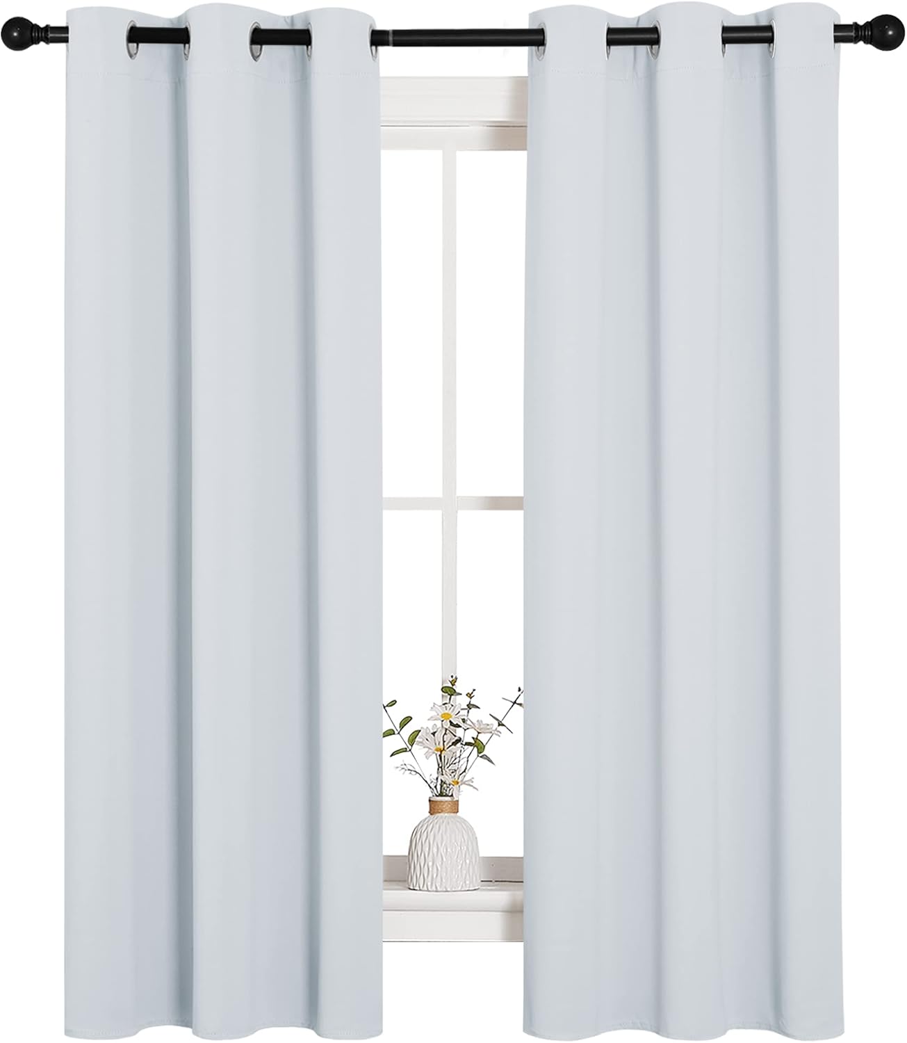 NICETOWN Halloween Pitch Black Solid Thermal Insulated Grommet Blackout Curtains/Drapes for Bedroom Window (2 Panels, 42 inches Wide by 63 inches Long, Black) - Colors A