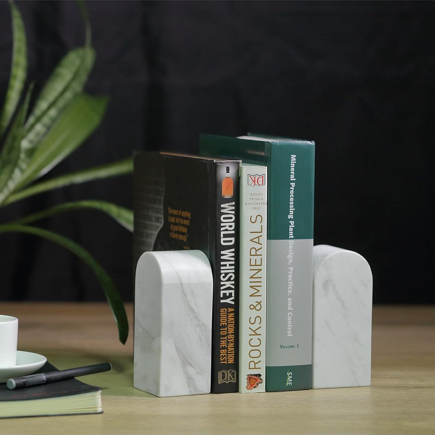 Koville African Natural Marble Bookends for Shelves, Non-Slip Book Ends, 13LBS Ultra Heavy Duty Marble Book Holder Organizer, Apartment Decor for Movies/CD/Video Games(Namib Fantasy)