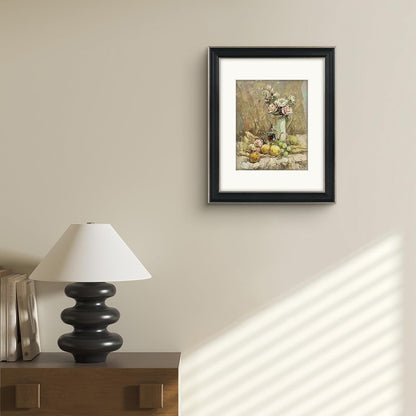 Golden State Art, 11x14 Photo Frame with Mat for Pictures 8x10 and Real Glass (Dark Gold Brown & Bronze Pewter Panel with White Color Mat, 1.25 Inch Frame Border)
