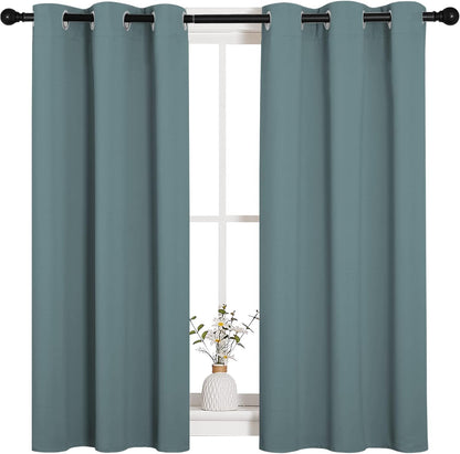 NICETOWN Halloween Pitch Black Solid Thermal Insulated Grommet Blackout Curtains/Drapes for Bedroom Window (2 Panels, 42 inches Wide by 63 inches Long, Black) - Colors C