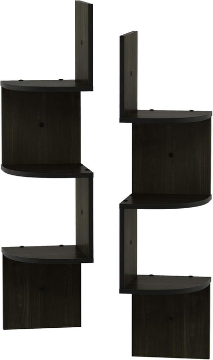 Furinno Rossi 5-Tier Wall Mount Floating Radial Corner Shelf, White