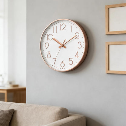 DAXSMY Wall Clock - 8 Inch Silent Non-Ticking Modern 3D Wall Clocks Battery Operated - Decorative Clock for Kitchen, Home Office, Bathroom, Bedroom(Rose Gold)