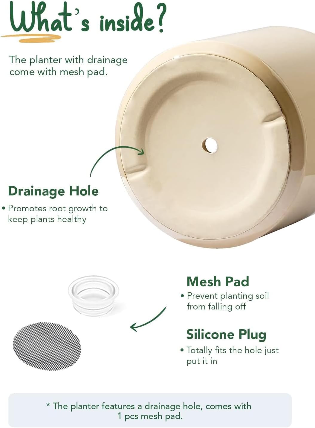 LE TAUCI 12 Inch Pot for Plants, Ceramic Planters for Indoor Plants, Mid-Century Modern Cylinder Flower Pots with Drainage Hole, Fits Fiddle Leaf Fig & Monstera, Home Decor, White