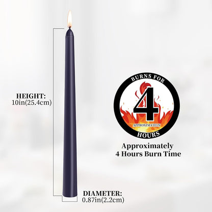 KONNI 0.87×10 Inch Ivory Taper Candles, Unscented and Smokeless Tall Candlesticks, 10 Pack Tapered Candles with Cotton Wicks, Long Burning, Ideal for Weddings, Dinner Parties, and Home Décor