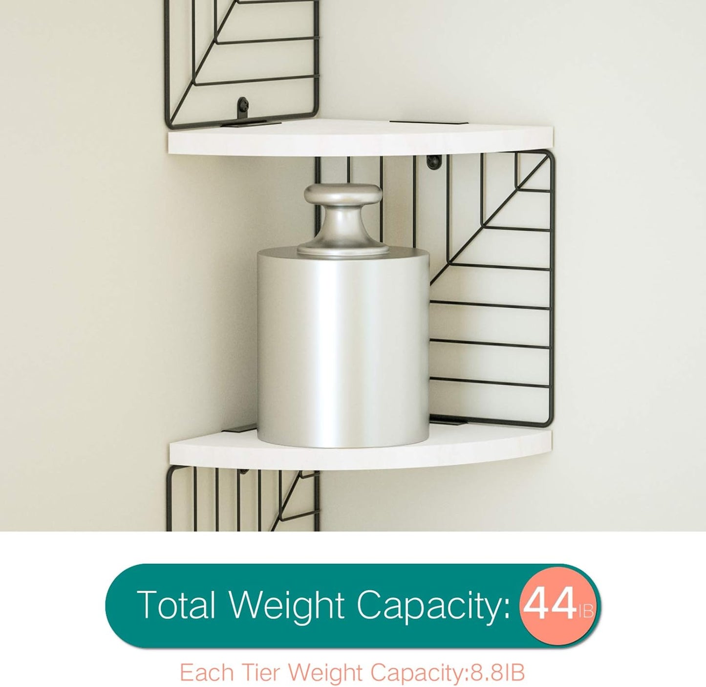 Love-KANKEI Corner Shelf Wall Mount of 5 Tier Rustic Wood Floating Shelves Wall Shelves for Bedroom Living Room Bathroom Kitchen Office and More Carbonized Black
