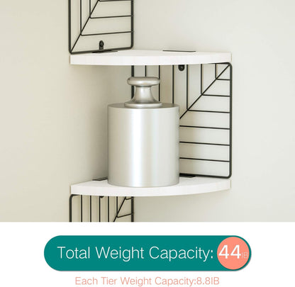 Love-KANKEI Corner Shelf Wall Mount of 5 Tier Rustic Wood Floating Shelves Wall Shelves for Bedroom Living Room Bathroom Kitchen Office and More Carbonized Black