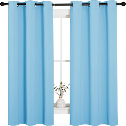 NICETOWN Halloween Pitch Black Solid Thermal Insulated Grommet Blackout Curtains/Drapes for Bedroom Window (2 Panels, 42 inches Wide by 63 inches Long, Black) - Colors B