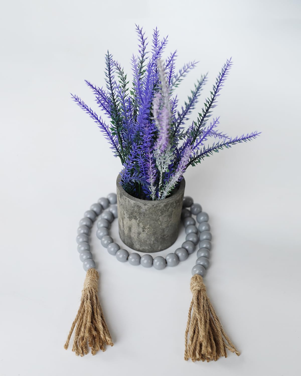 Boho Decor Wood Beads Garland Farmhouse Wall Hanging Decorations Natural Wooden Bead Tassel Decorative for Coffee Table Christmas and Prayer (Nature, 58")
