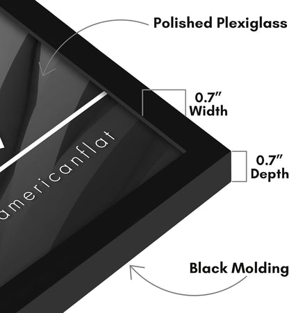 Americanflat 24x36 Poster Frame with Polished Plexiglass - Streamline Collection - Thin Border Picture Frame for Wall Display - Hanging Hardware Included - Black - Colors C