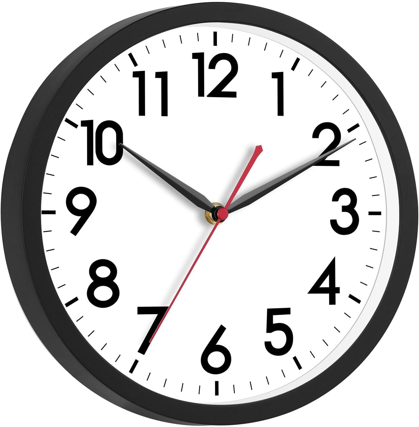 AKCISOT Wall Clock, Modern Small Wall Clocks Battery Operated 8 Inch, Silent Non-Ticking Analog Classic for Office, Home, Bathroom, Kitchen, Bedroom, School(Black)