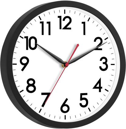 AKCISOT Wall Clock, Modern Small Wall Clocks Battery Operated 8 Inch, Silent Non-Ticking Analog Classic for Office, Home, Bathroom, Kitchen, Bedroom, School(Black)
