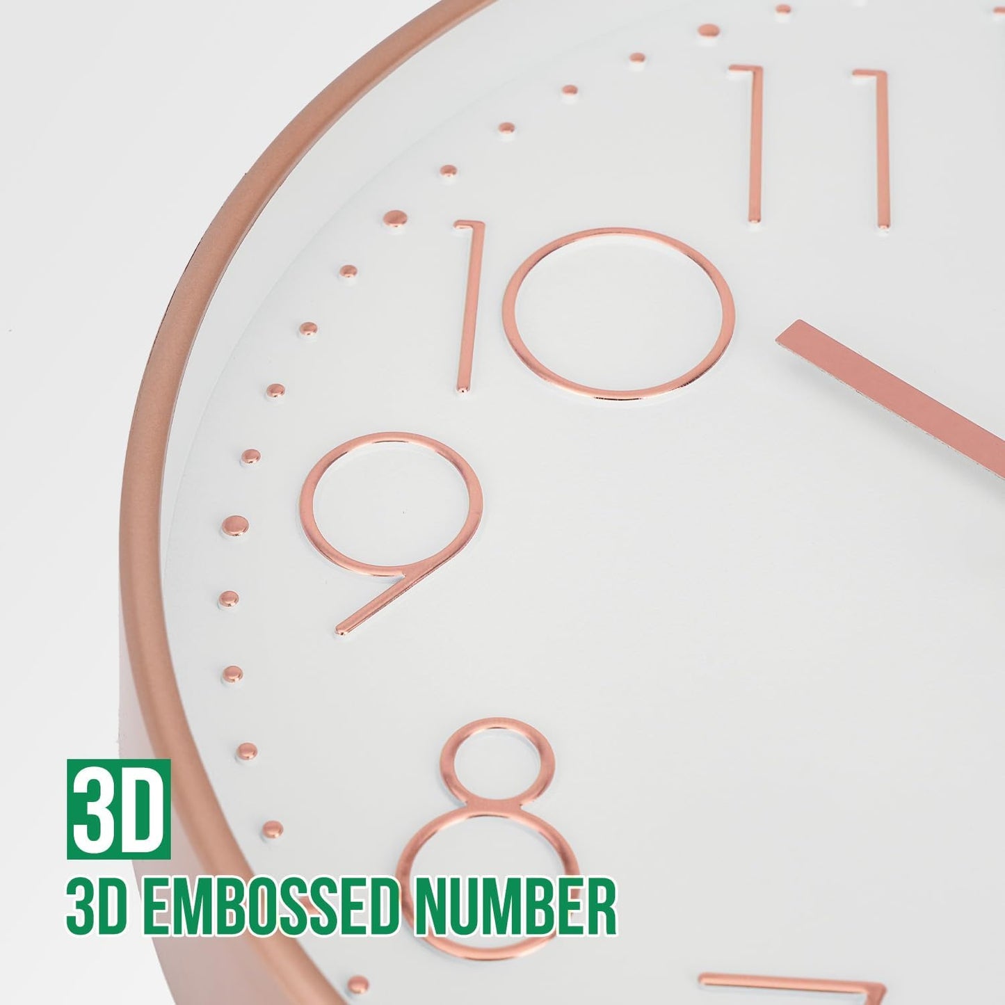 Wall Clock 12 Inch Non-Ticking Silent Modern Simple Style Round Decor Clock Gold Stereoscopic Dial Quartz Wall Clocks for Home/Office/School/Living Room/Bedroom/Kitchen