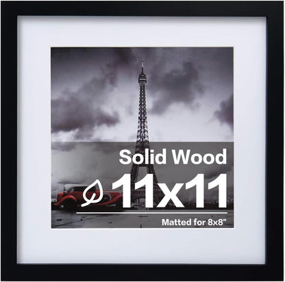 Egofine 12x16 Picture Frame Black, Covered by Plexiglass Made of Solid Wood, Display Pictures 9x12 and 11x14 with Mat or 12x16 Without Mat, for Wall Mounting Photo Frame - Colors B