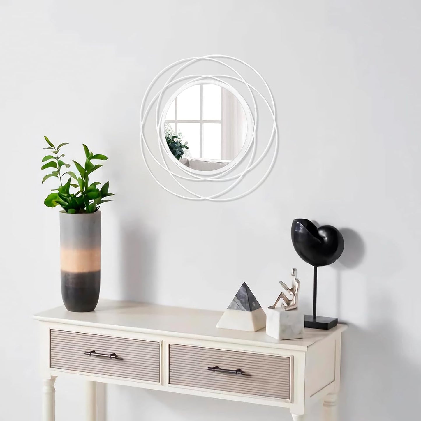 Gold Sunburst Mirrors for Wall Decorative Metal Round Art Mirrors Large Wall Decor Hanging Mirror for Bathroom Bedroom Living Room Vanity Entryway 16"