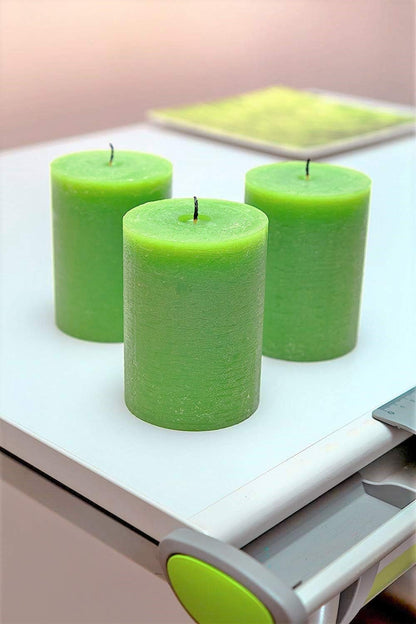 Melt Candle Pillar Candles, 3 Pack - Unscented Candles for Home, Church, Weddings, & More - 3" x 4", Ivory