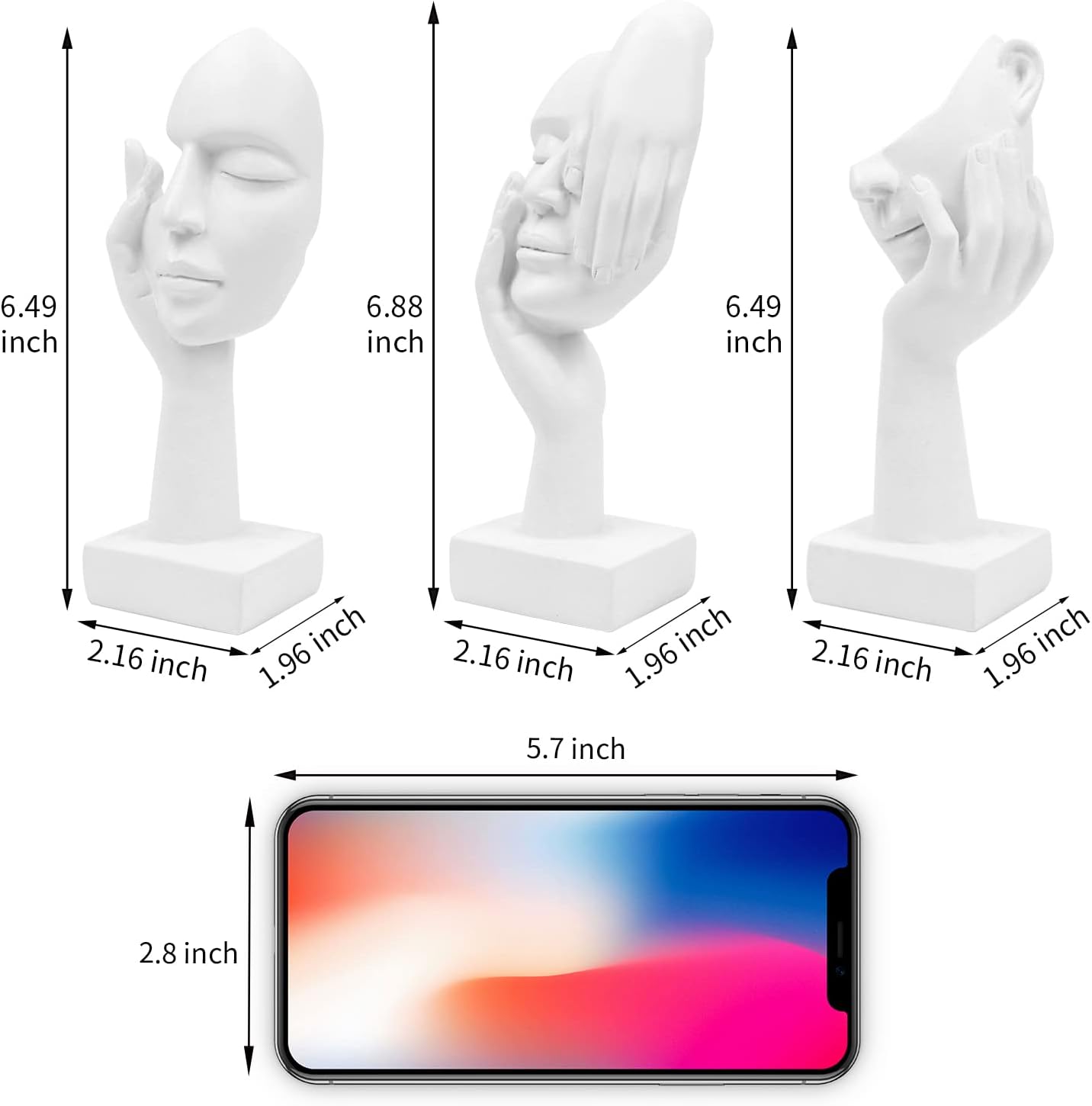 3 Pcs Thinker Statue,Modern Home Resin Sculptures,Collectible Figurines for Home Office Bookshelf Desktop Decor(Black)