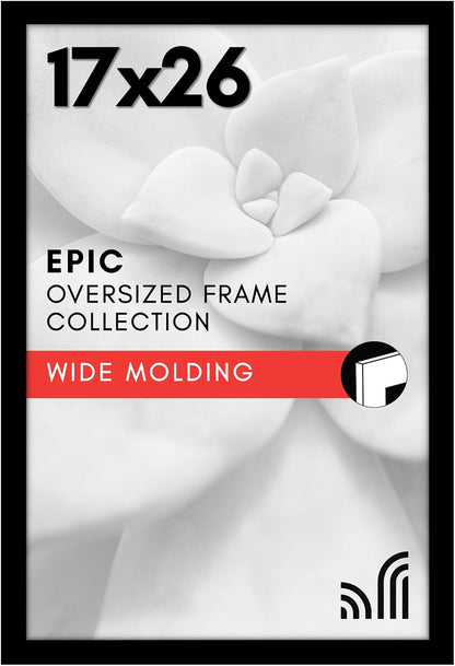 Americanflat 16x20 Picture Frame with Polished Plexiglass - Black Picture Frame - Wide Photo Frames Made of Engineered Wood for Vertical or Horizontal Wall Display - Epic Collection - Black - Colors A
