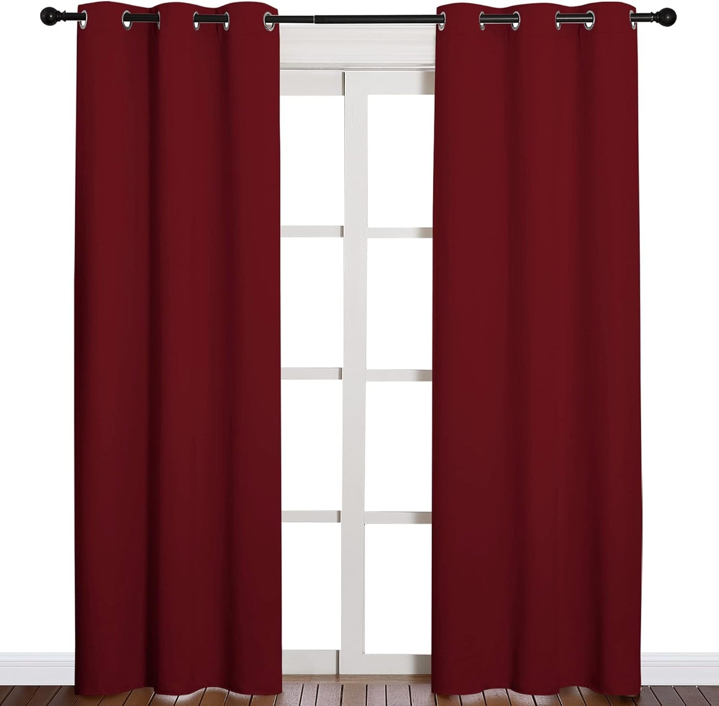 NICETOWN Halloween Pitch Black Solid Thermal Insulated Grommet Blackout Curtains/Drapes for Bedroom Window (2 Panels, 42 inches Wide by 63 inches Long, Black) - Colors A
