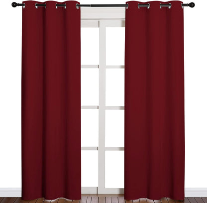NICETOWN Halloween Pitch Black Solid Thermal Insulated Grommet Blackout Curtains/Drapes for Bedroom Window (2 Panels, 42 inches Wide by 63 inches Long, Black) - Colors A