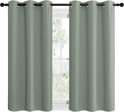 NICETOWN Halloween Pitch Black Solid Thermal Insulated Grommet Blackout Curtains/Drapes for Bedroom Window (2 Panels, 42 inches Wide by 63 inches Long, Black) - Colors B