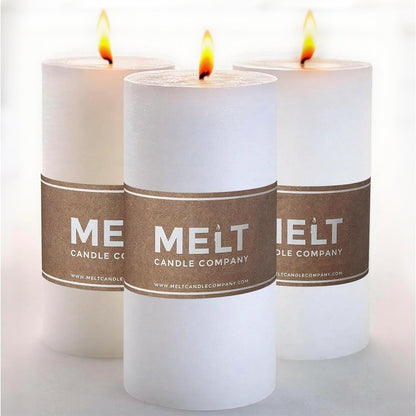 Melt Candle Pillar Candles, 3 Pack - Unscented Candles for Home, Church, Weddings, & More - 3" x 4", Ivory