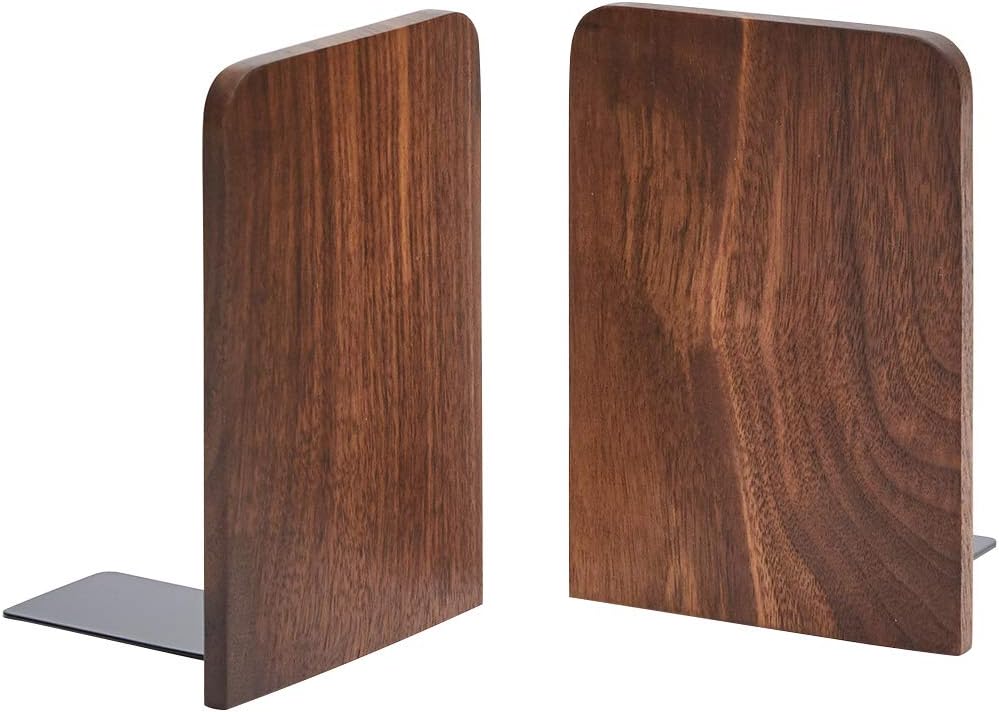 Pandapark Wood,Non-Skid Bookend for Shelves,Heavy Duty,Book Stand for CDs,1 Pair