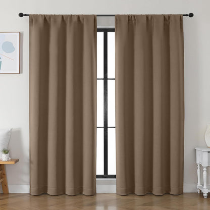 Simplebrand Ava Sage Green Blackout Curtains for Bedroom 63 Inch Length 2 Panels Set, Solid Thermal Insulated Energy Saving Rod Pocket Window Treatment Curtains Blackout Drapes, W40 x L63 Inch, Sage - Colors B