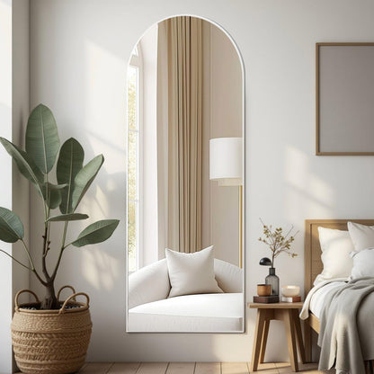Prywot Arched Full Length Mirror, 70"x26" Free Standing Floor Mirror, Modern Full Body Mirrors with Stand, Wall Mirrors with Aluminum Alloy Frame for Bedroom,Living Room, Gold