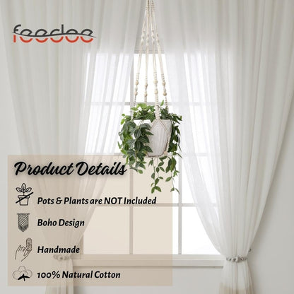 feedee Macrame Plant Hangers Indoor Macrame Hanging Planters for Indoor Plants, 6 Pack Hanging Plant Holders Indoor Hanging, Macromay Plant Hangers for Indoor Plant Hanger, Outdoor Flower Pots Holder