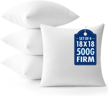 MIULEE Throw Pillows Inserts, Pack of 2 18x18 Inch 100% Virgin Fiber Filling Bed Couch Pillows