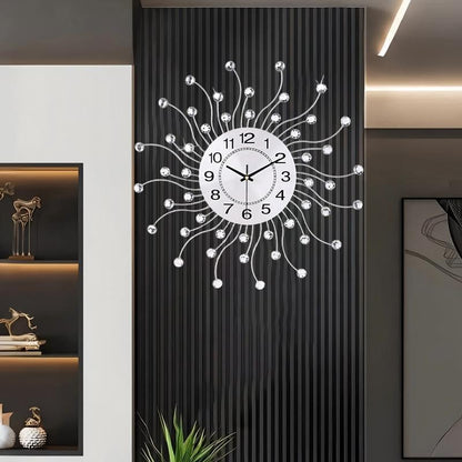 SIN&MI Large Wall Clocks, Silent Sunflower Shape Chic Decorative Wall Clock, Modern Non-Ticking Round Clock Dial Iron Metal Wall Clock for Living Room Decor Entrance Office Cafe 20 Inch