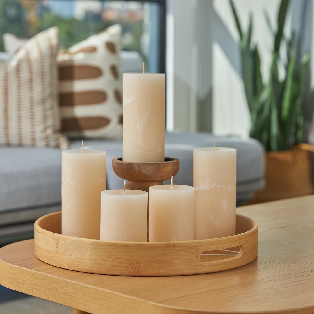 Simply Soson 3x6 inch Ivory Pillar Candles Set of 3, Rustic Texture, Unscented Ivory Candles, Dripless Candles, 3 inch Pillar Candles Ideal as Wedding, Parties, Spas, Dinner, Home Decoration, Church