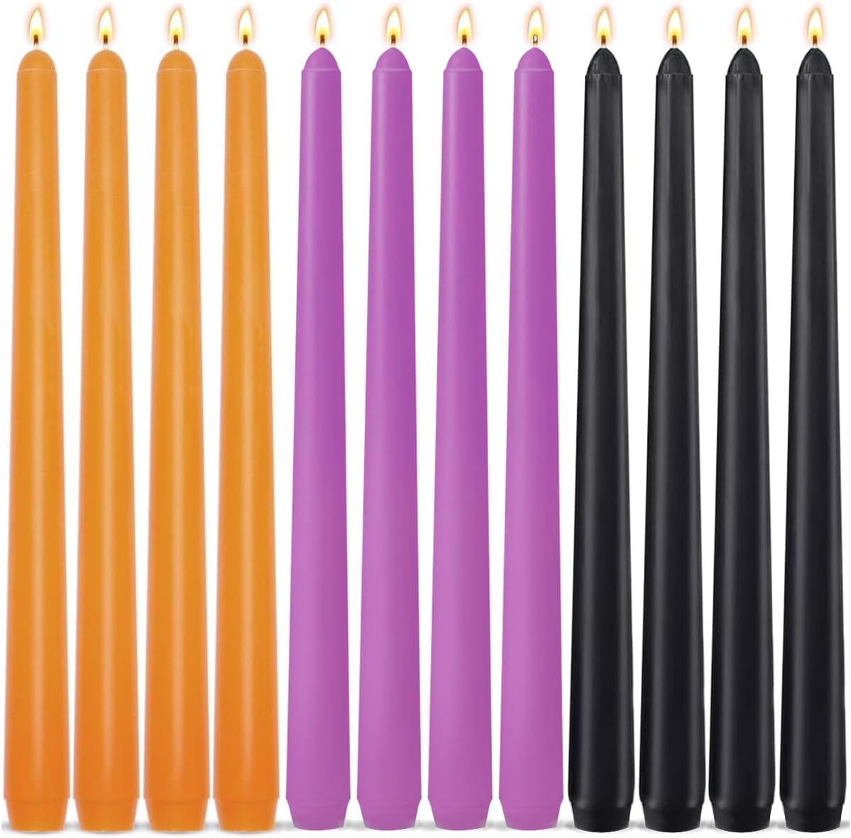 12-Pack Earth Tone Taper Candles, 10 Inch Unscented Dripless Candlesticks, Long-Lasting Burn Time of 7-8 Hours, Perfect for Fall Harvest Halloween Thanksgiving Dinners Parties and Home Décor