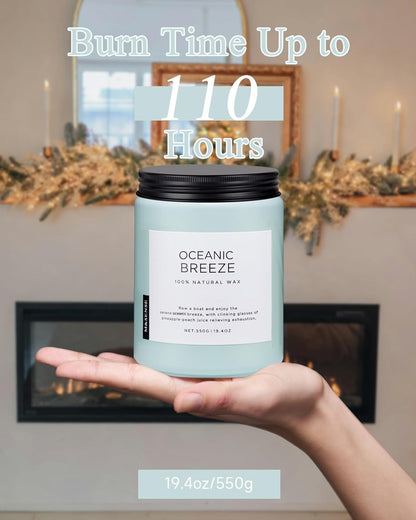 M&SENSE Eucalyptus & Mint Scented Jar Candle, Large 19.4oz Natural Soy Wax, 110-Hour Long Lasting Non-Toxic Clean Burning, Fresh Smelling Home Aromatherapy for Spa Stress Relief, Gifts for Men Women