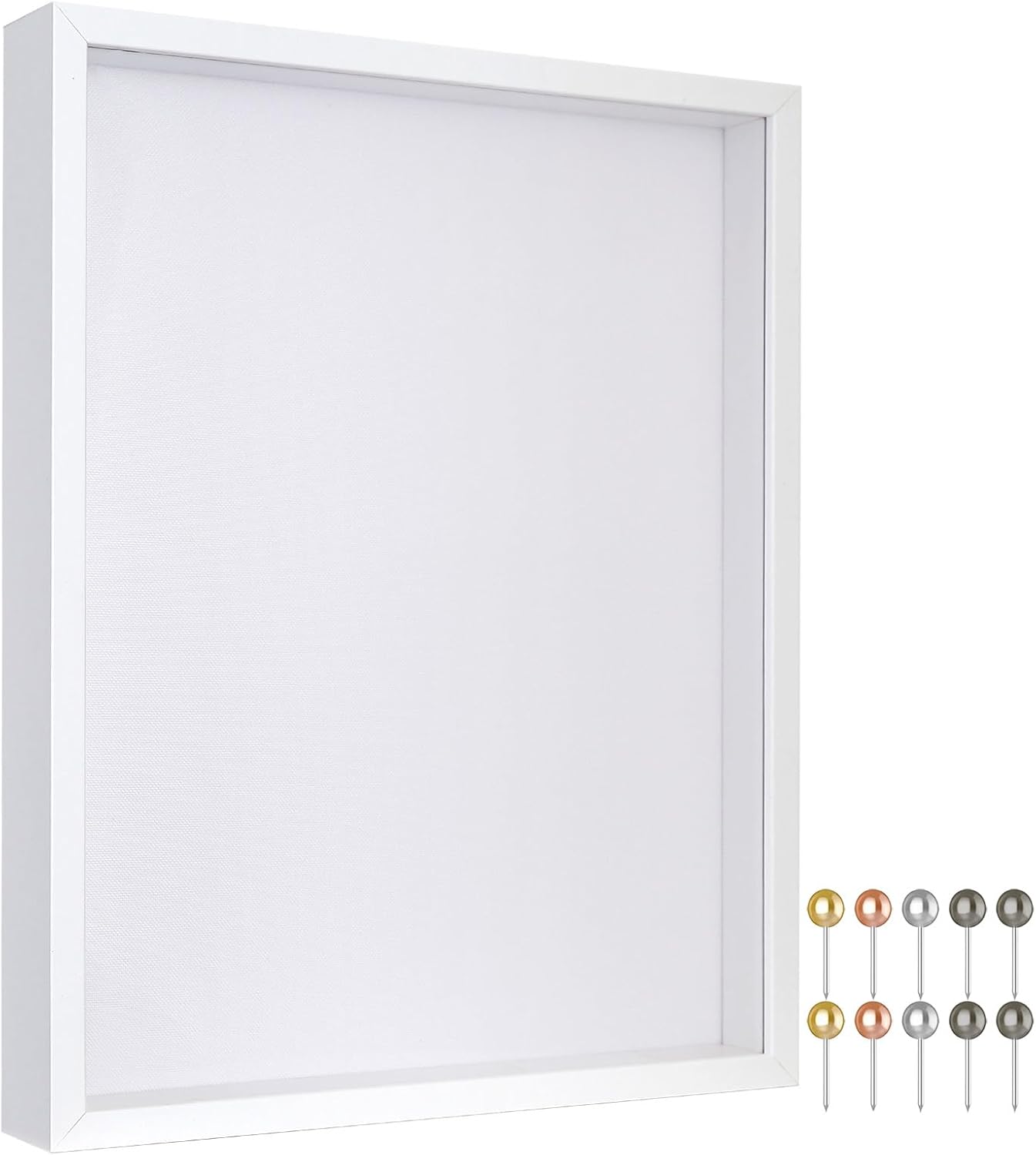 Califortree 8x8 Shadow Box Frame with Soft Linen Back - Push Pins Included, Memory Box Display Case for Flower, Tickets and 3D Items, Black