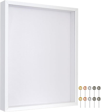 Califortree 8x8 Shadow Box Frame with Soft Linen Back - Push Pins Included, Memory Box Display Case for Flower, Tickets and 3D Items, Black