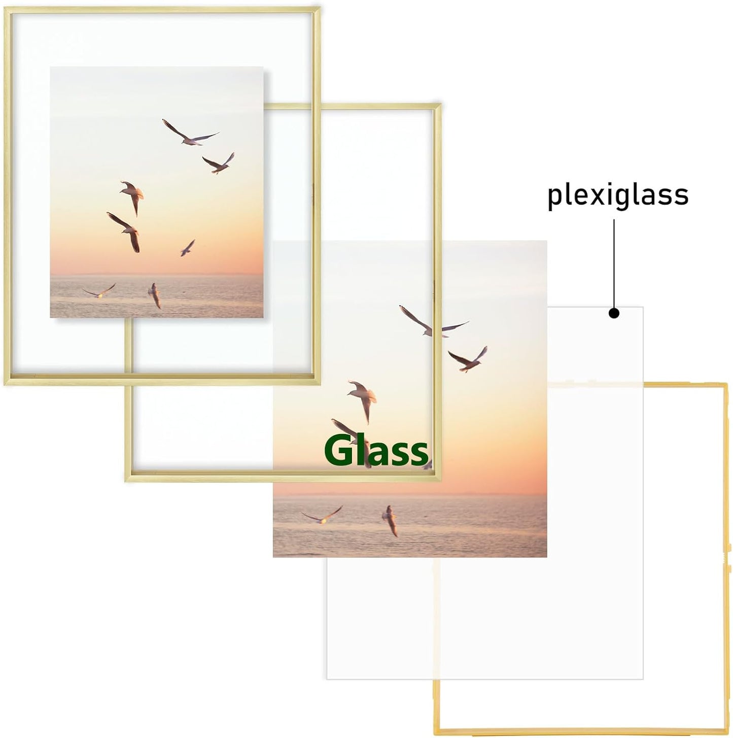 Frametory, Floating Picture Frame 12x16 - Black Aluminum Metal Photo Frame - Real Glass of Front - for Wall Mount Display