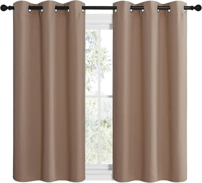NICETOWN Halloween Pitch Black Solid Thermal Insulated Grommet Blackout Curtains/Drapes for Bedroom Window (2 Panels, 42 inches Wide by 63 inches Long, Black) - Colors D