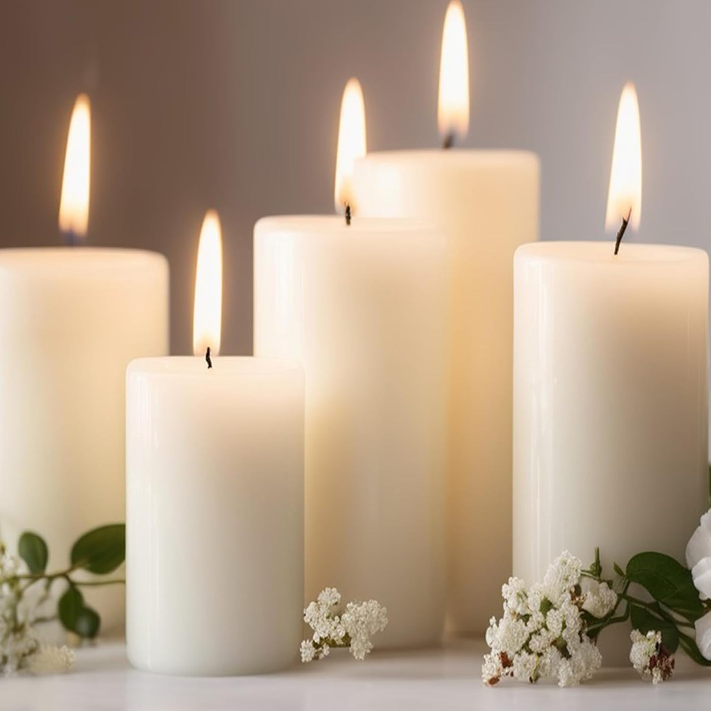 Unscented Ivory Pillar Candles Set of 6-2.8x4 inch - Dripless and Smokeless Large Pillar Candles, 50-Hours Long Burning Time Paraffin Candle for Dinner Table, Christmas and Home Decor