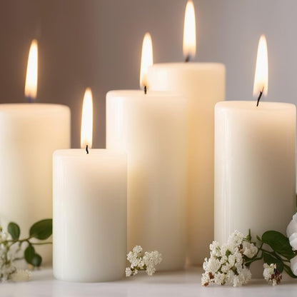 Unscented Ivory Pillar Candles Set of 6-2.8x4 inch - Dripless and Smokeless Large Pillar Candles, 50-Hours Long Burning Time Paraffin Candle for Dinner Table, Christmas and Home Decor