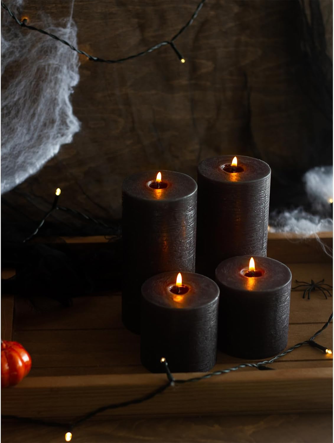CANDWAX 3x4 inch Pillar Candles Set of 3 – Unscented Dripless Rustic Dark Blue Candles for Room Decor, Weddings, Centerpieces