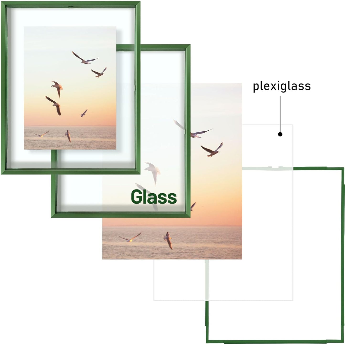 Frametory, Floating Picture Frame 12x16 - Black Aluminum Metal Photo Frame - Real Glass of Front - for Wall Mount Display