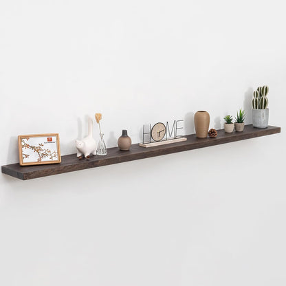 Floating Shelves 36 Inches Long - 8 Inch Deep Rustic Premium Solid Pine Wood for Storage - Farmhouse Wall Mounted for Living Room - Heavy-Duty Metal Bracket - 36" W x 8" D - Set of 2 - White Color