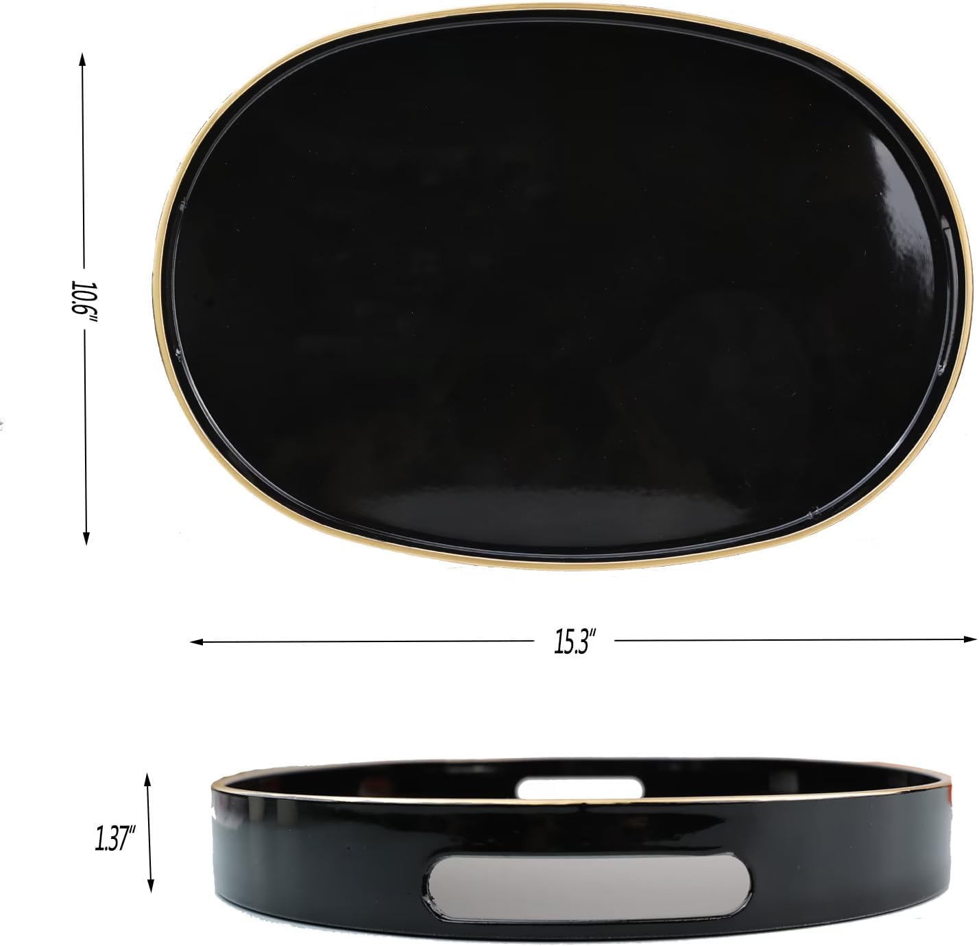 Green Decorative Tray with Handles, Versatile Serving Tray for Coffee Table, Ottoman, Ideal for Serving, Displaying, Organizing, 15.7"*10.2"*1.57"