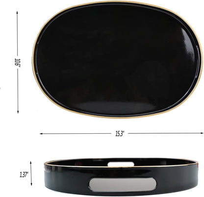 Green Decorative Tray with Handles, Versatile Serving Tray for Coffee Table, Ottoman, Ideal for Serving, Displaying, Organizing, 15.7"*10.2"*1.57"