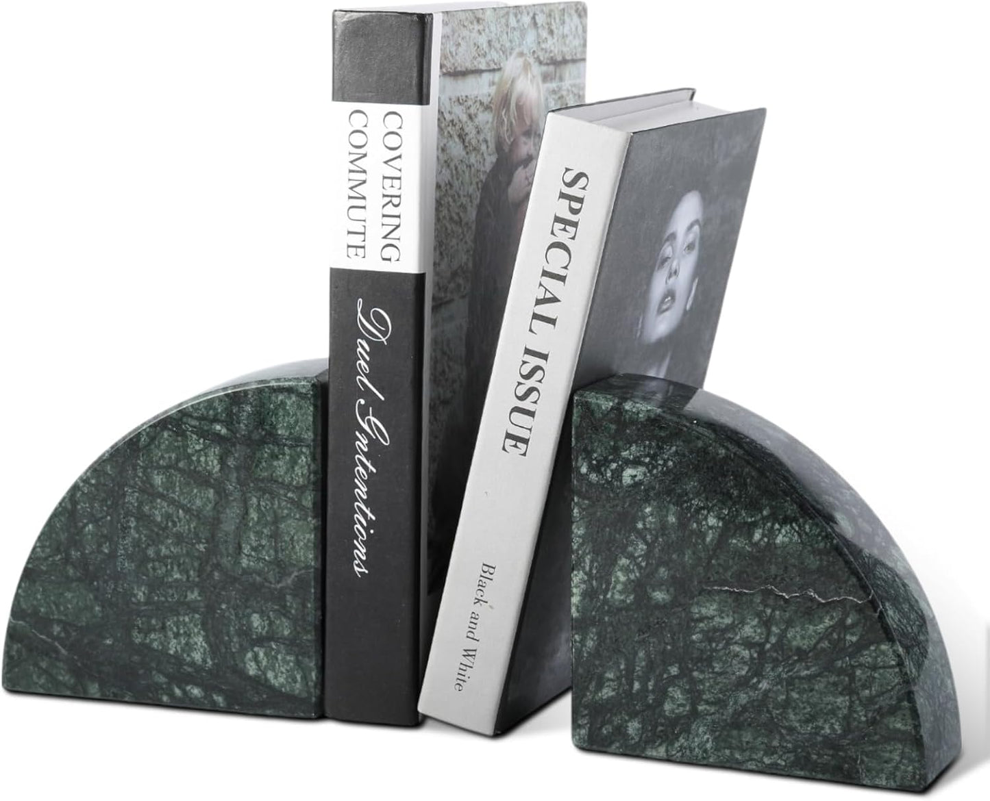 Karibiber Travertine Bookends for Heavy Books, Marble Decorative Bookends for Shelves, Heavy-Duty Stone Book Ends for Hardback Book & Cookbooks, Unique Book Stopper & Holder, Travertino Italy