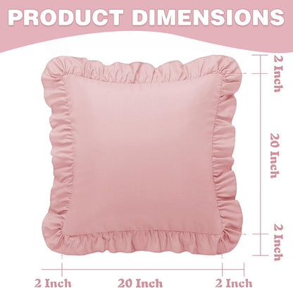 KKJIAF Ruffle Pillow Cases 26x26 Inches, White Square Ruffled Pillow Covers Set of 2, Microfiber Wrinkle Resistant Pillow Shams with Envelope Closure for Sofa Bed Living Room