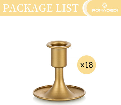 Candlestick Holders Taper Candle Holders, Romadedi Gold Candle Stick Candle Holder for Table Centerpiece, Wedding Reception, Festive Christmas Mantel Decoration or Home Decor, Set of 2